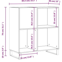 vidaXL Platenkast 84,5x38x89 cm bewerkt hout wit