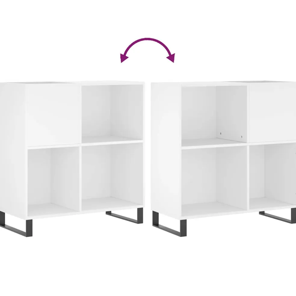 vidaXL Platenkast 84,5x38x89 cm bewerkt hout wit
