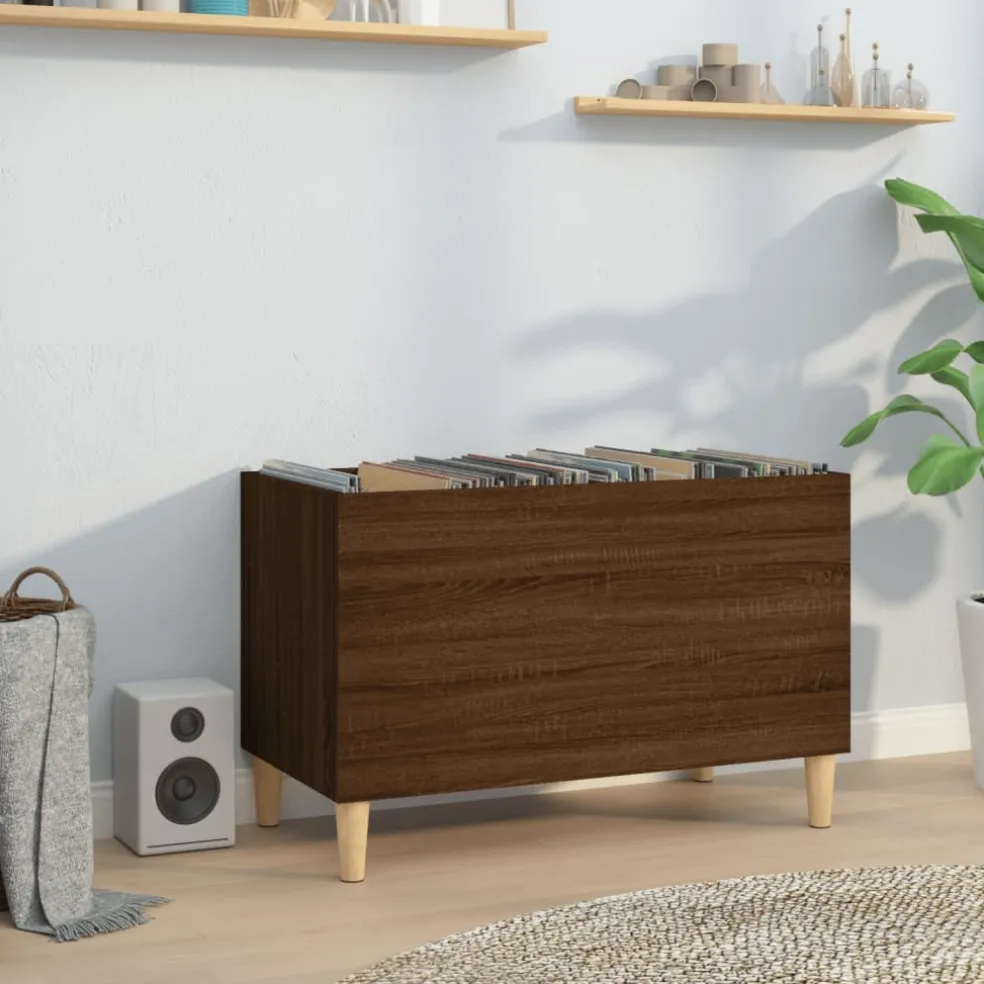 vidaXL Platenkast 74,5x38x48 cm bewerkt hout bruin eikenkleur