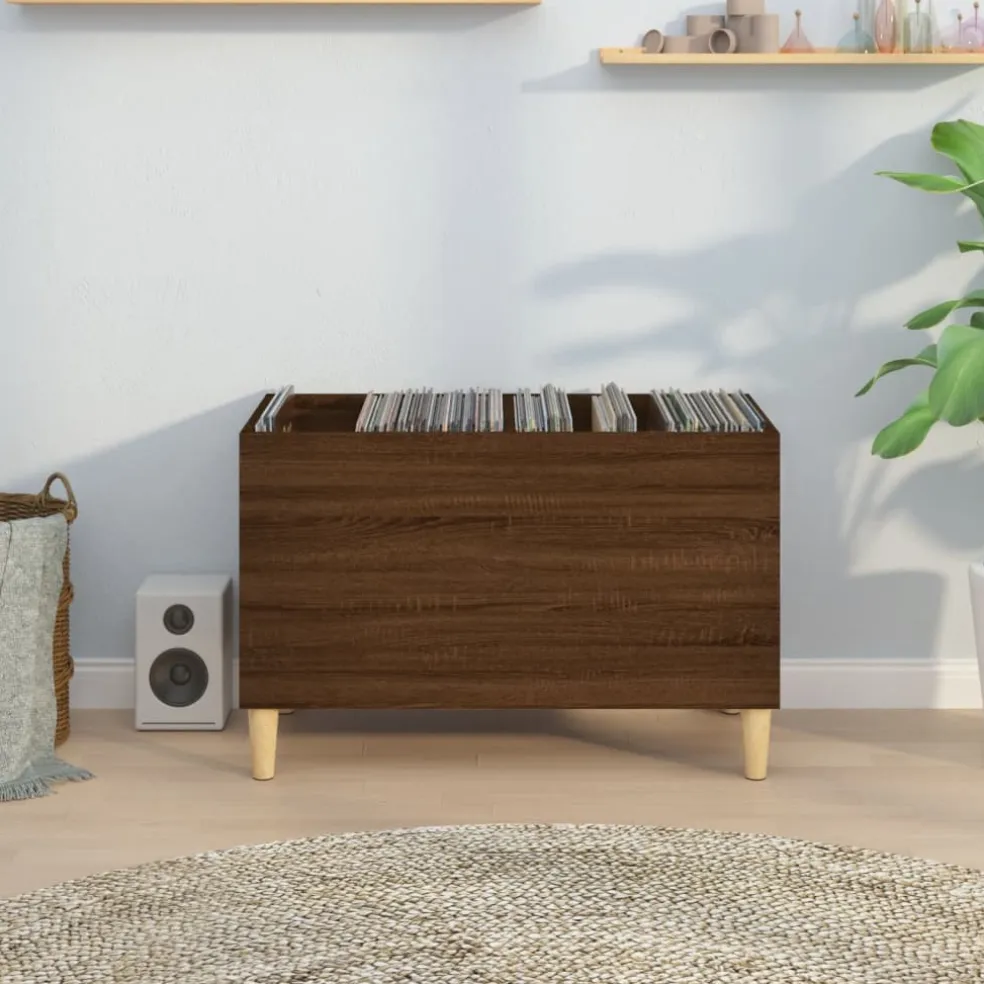 vidaXL Platenkast 74,5x38x48 cm bewerkt hout bruin eikenkleur