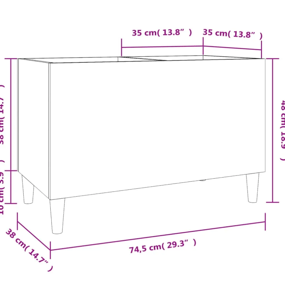 vidaXL Platenkast 74,5x38x48 cm bewerkt hout bruin eikenkleur