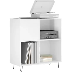 vidaXL Platenkast 84,5x38x89 cm bewerkt hout hoogglans wit