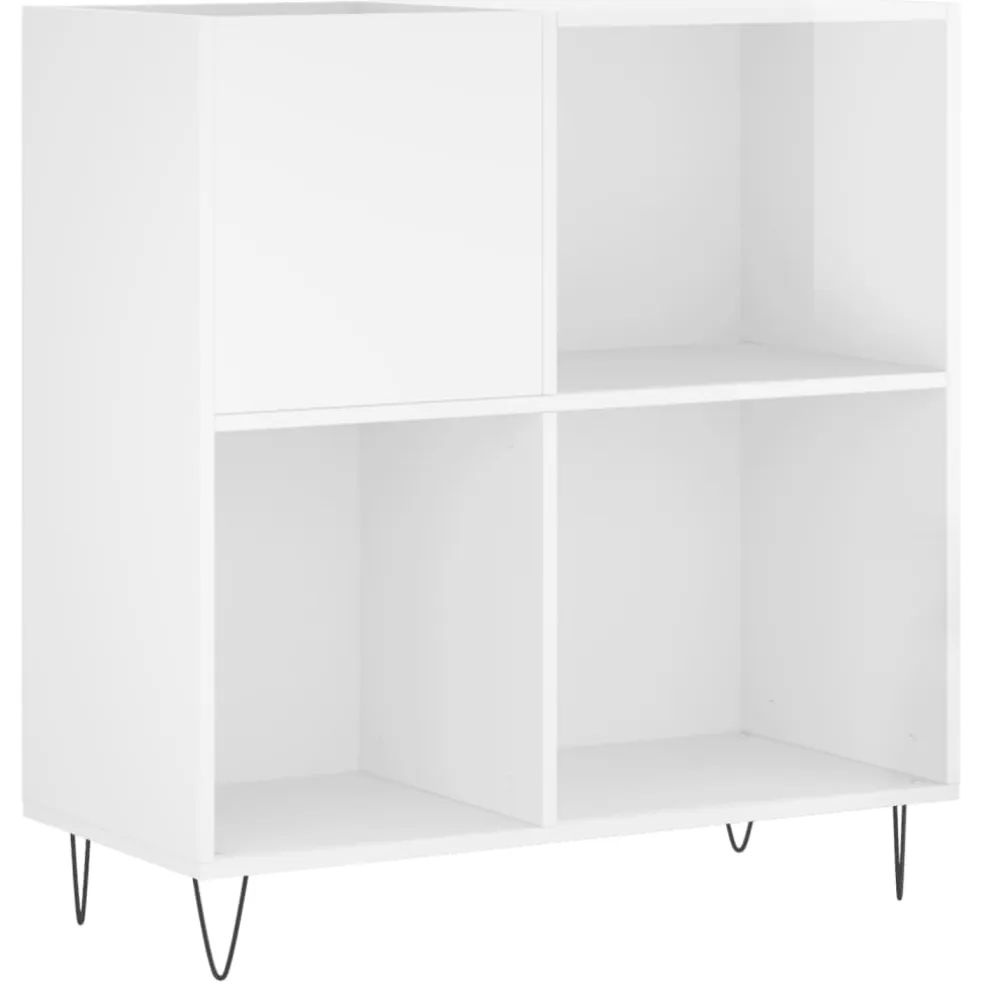 vidaXL Platenkast 84,5x38x89 cm bewerkt hout hoogglans wit