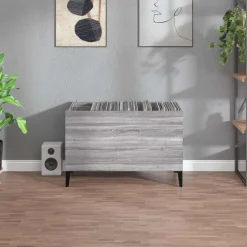 vidaXL Platenkast 74,5x38x48 cm bewerkt hout grijs sonoma eikenkleurig