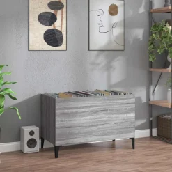 vidaXL Platenkast 84,5x38x89 cm bewerkt hout betongrijs