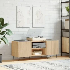 vidaXL Platenkast 121x38x48 cm bewerkt hout sonoma eikenkleurig