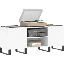 vidaXL Platenkast 121x38x48 cm bewerkt hout wit