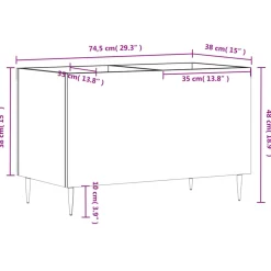 vidaXL Platenkast 121x38x48 cm bewerkt hout grijs sonoma eikenkleurig