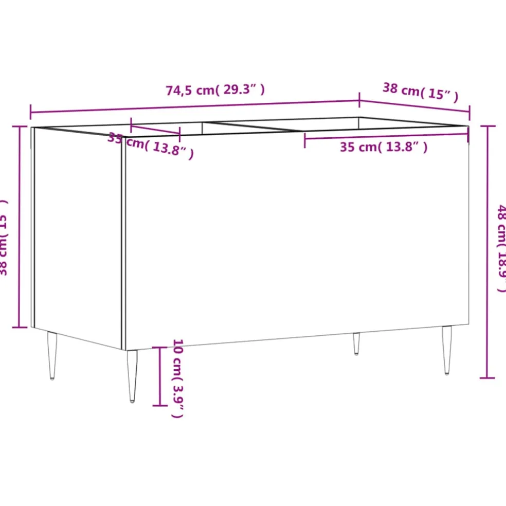 vidaXL Platenkast 121x38x48 cm bewerkt hout grijs sonoma eikenkleurig
