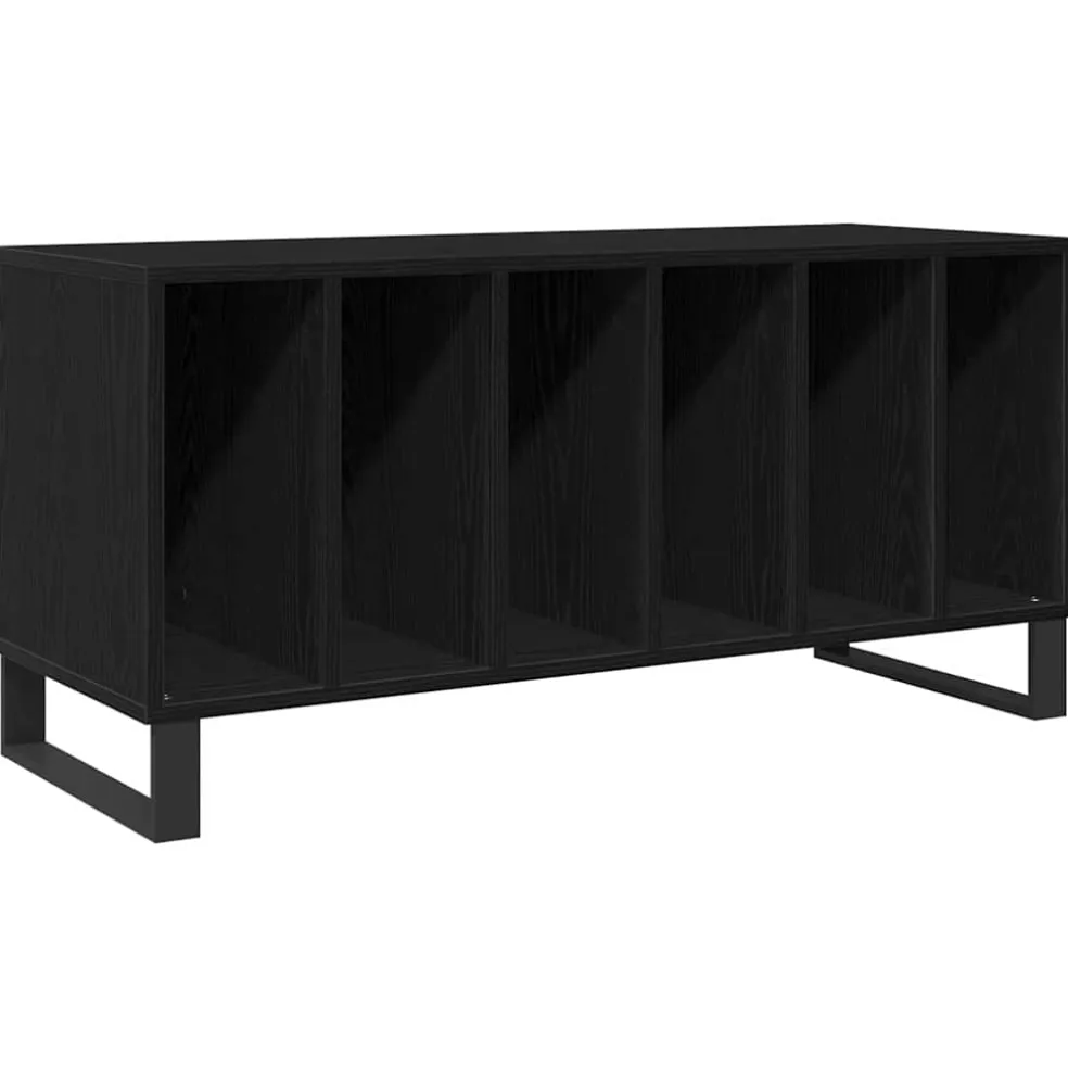vidaXL Platenkast Zwart Eiken 100 x 38 x 48 cm Bewerkt hout