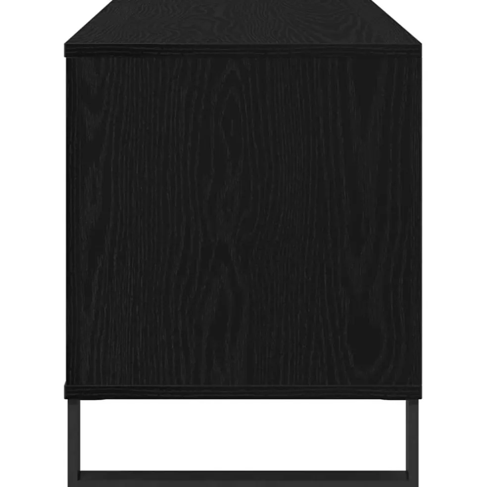 vidaXL Platenkast Zwart Eiken 100 x 38 x 48 cm Bewerkt hout