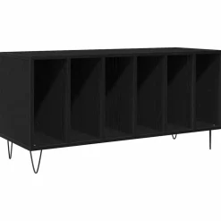 vidaXL Platenkast Zwart Eiken 100 x 38 x 48 cm Bewerkt hout