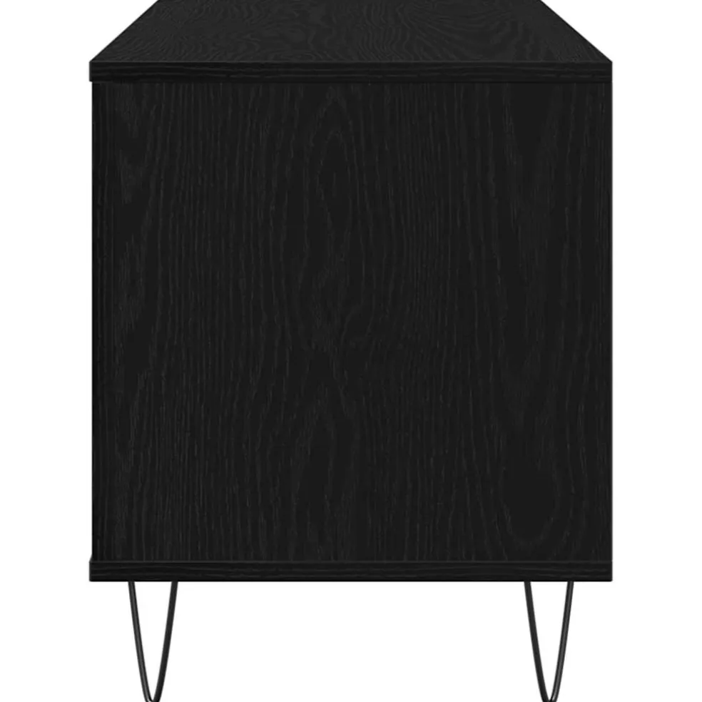 vidaXL Platenkast Zwart Eiken 100 x 38 x 48 cm Bewerkt hout