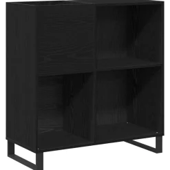 vidaXL Platenkast Zwart Eiken 84,5 x 38 x 89 cm Bewerkt hout