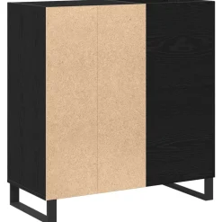 vidaXL Platenkast Zwart Eiken 84,5 x 38 x 89 cm Bewerkt hout