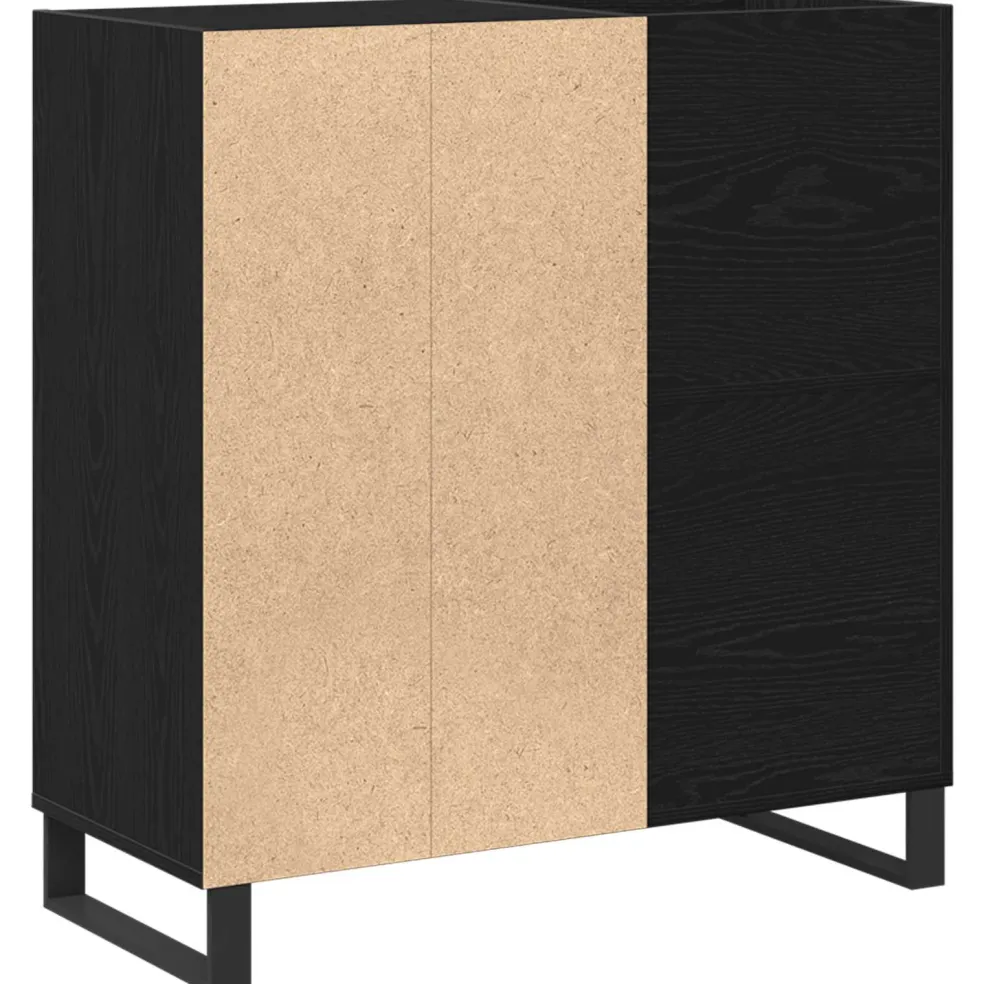 vidaXL Platenkast Zwart Eiken 84,5 x 38 x 89 cm Bewerkt hout