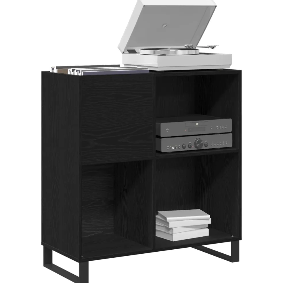 vidaXL Platenkast Zwart Eiken 84,5 x 38 x 89 cm Bewerkt hout