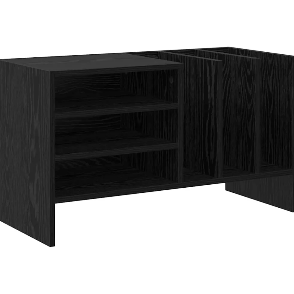 vidaXL Platenkast Zwart Eiken 78.5 x 35 x 45 cm Bewerkt hout