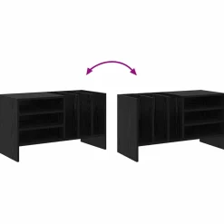 vidaXL Platenkast Zwart Eiken 78.5 x 35 x 45 cm Bewerkt hout