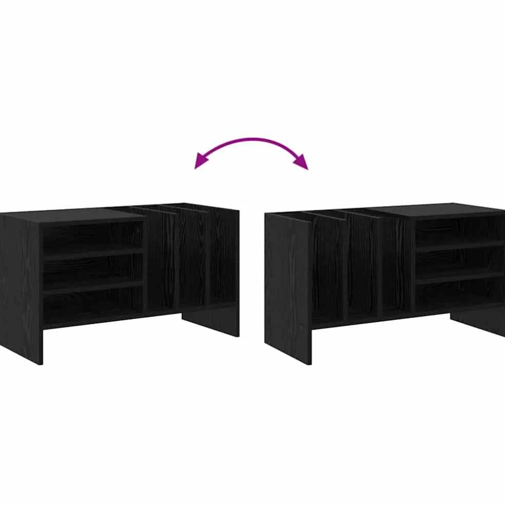 vidaXL Platenkast Zwart Eiken 78.5 x 35 x 45 cm Bewerkt hout