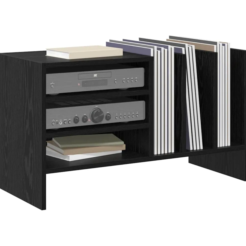 vidaXL Platenkast Zwart Eiken 78.5 x 35 x 45 cm Bewerkt hout