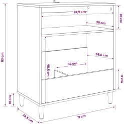 vidaXL Platenspeler Steun Oud hout 71 x 39,5 x 83 cm Bewerkt hout