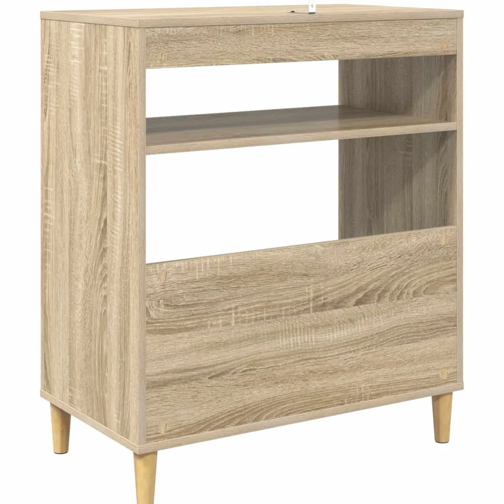 vidaXL Platenspeler Steun Sonoma Eiken 71 x 39,5 x 83 cm Bewerkt hout