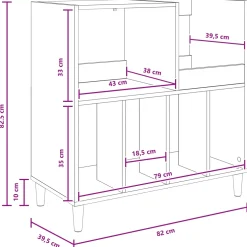 vidaXL Platenspeler Steun Sonoma Eiken 82 x 39,5 x 82,5 cm