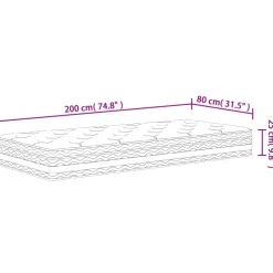 vidaXL Pocketveringmatras middelhard 80x200 cm
