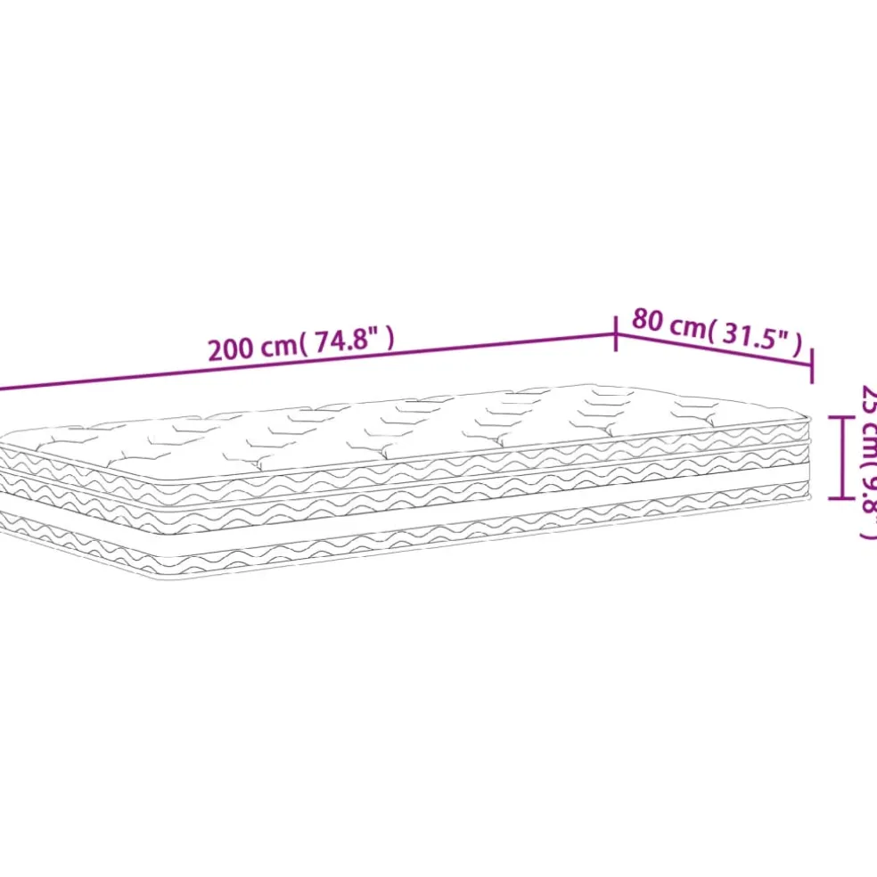 vidaXL Pocketveringmatras middelhard 80x200 cm