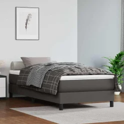 vidaXL Pocketveringmatras medium 80x200x20 cm kunstleer grijs