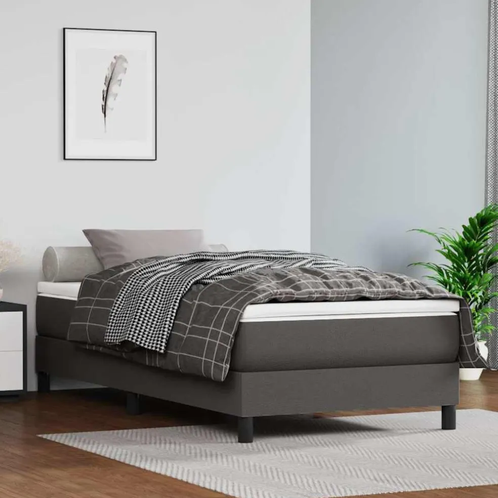 vidaXL Pocketveringmatras medium 80x200x20 cm kunstleer grijs