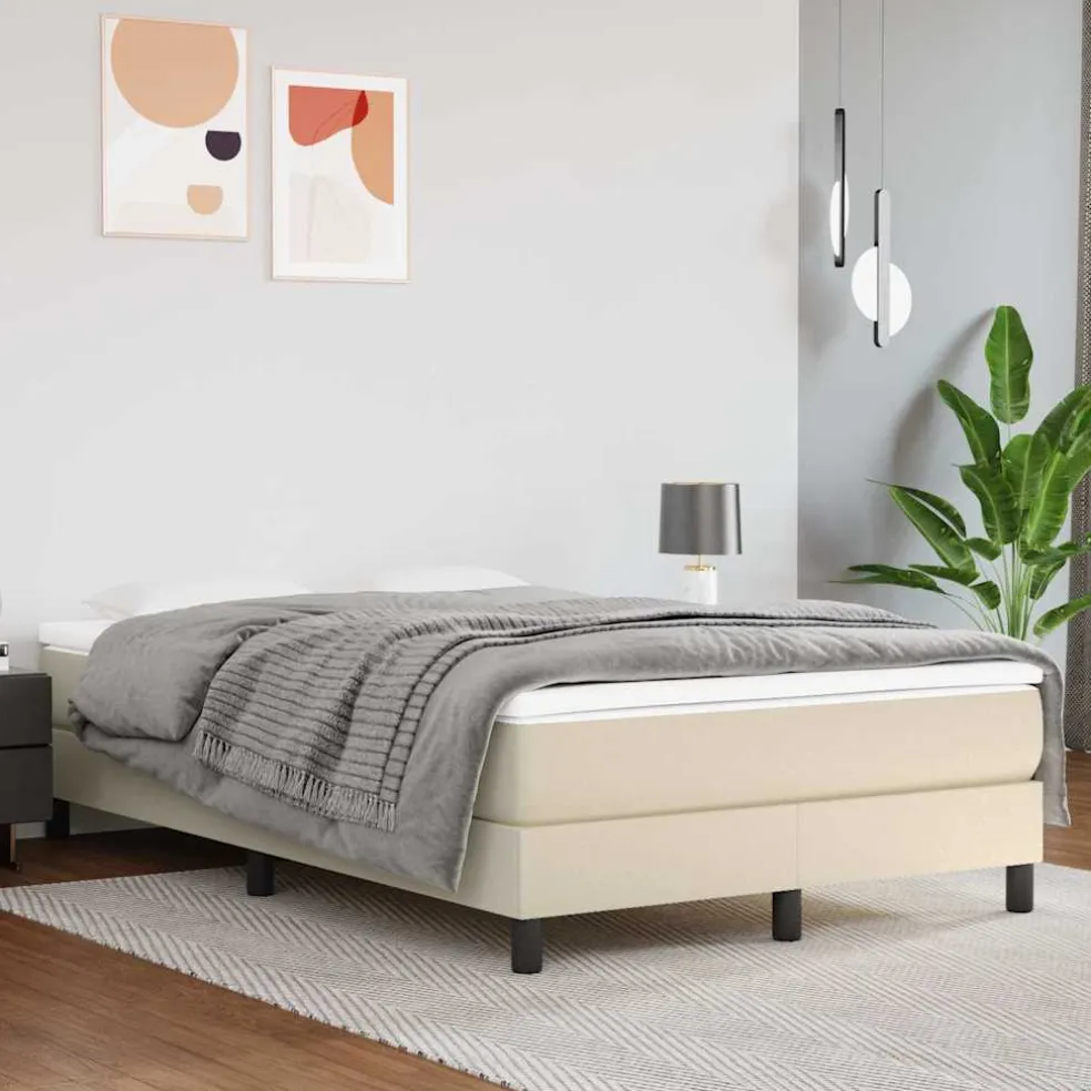 vidaXL Pocketveringmatras medium 120x200x20 cm kunstleer crèmekleurig