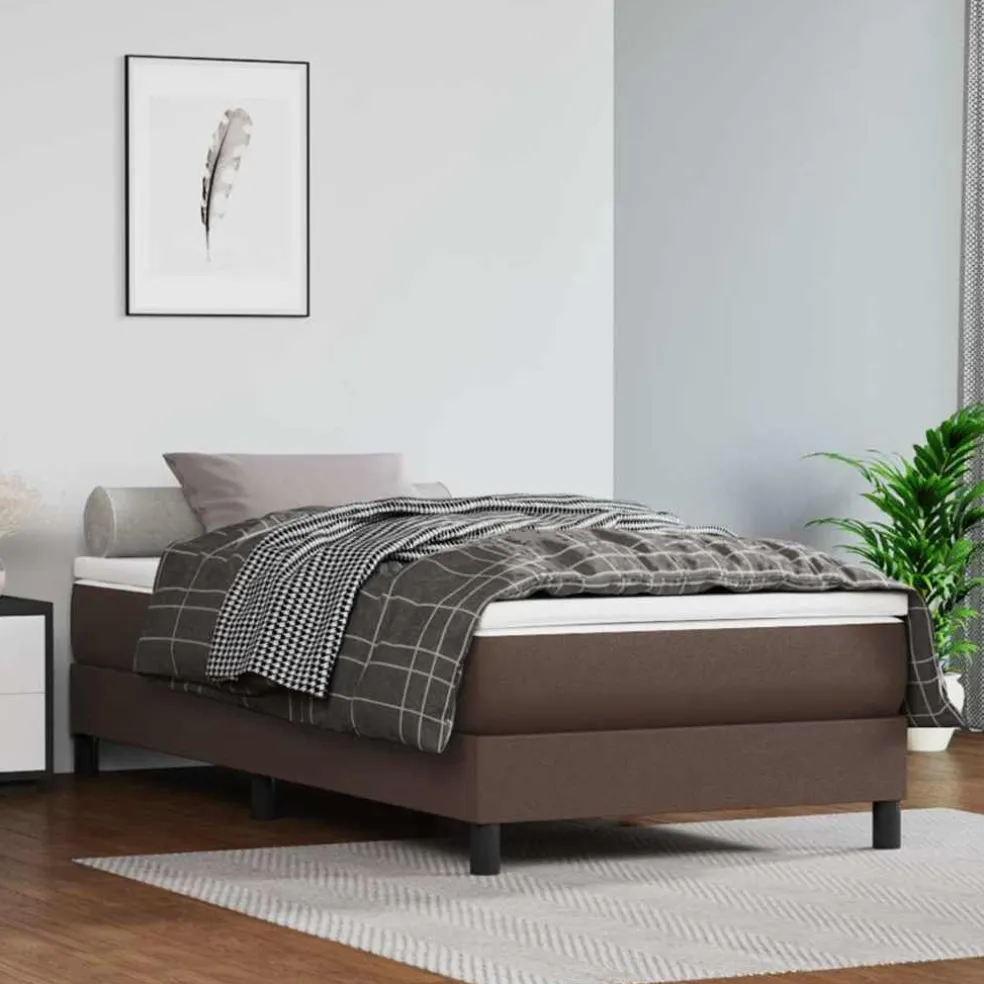 vidaXL Pocketveringmatras medium 90x200x20 cm kunstleer bruin
