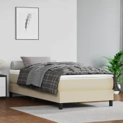 vidaXL Pocketveringmatras medium 80x200x20 cm kunstleer crèmekleurig