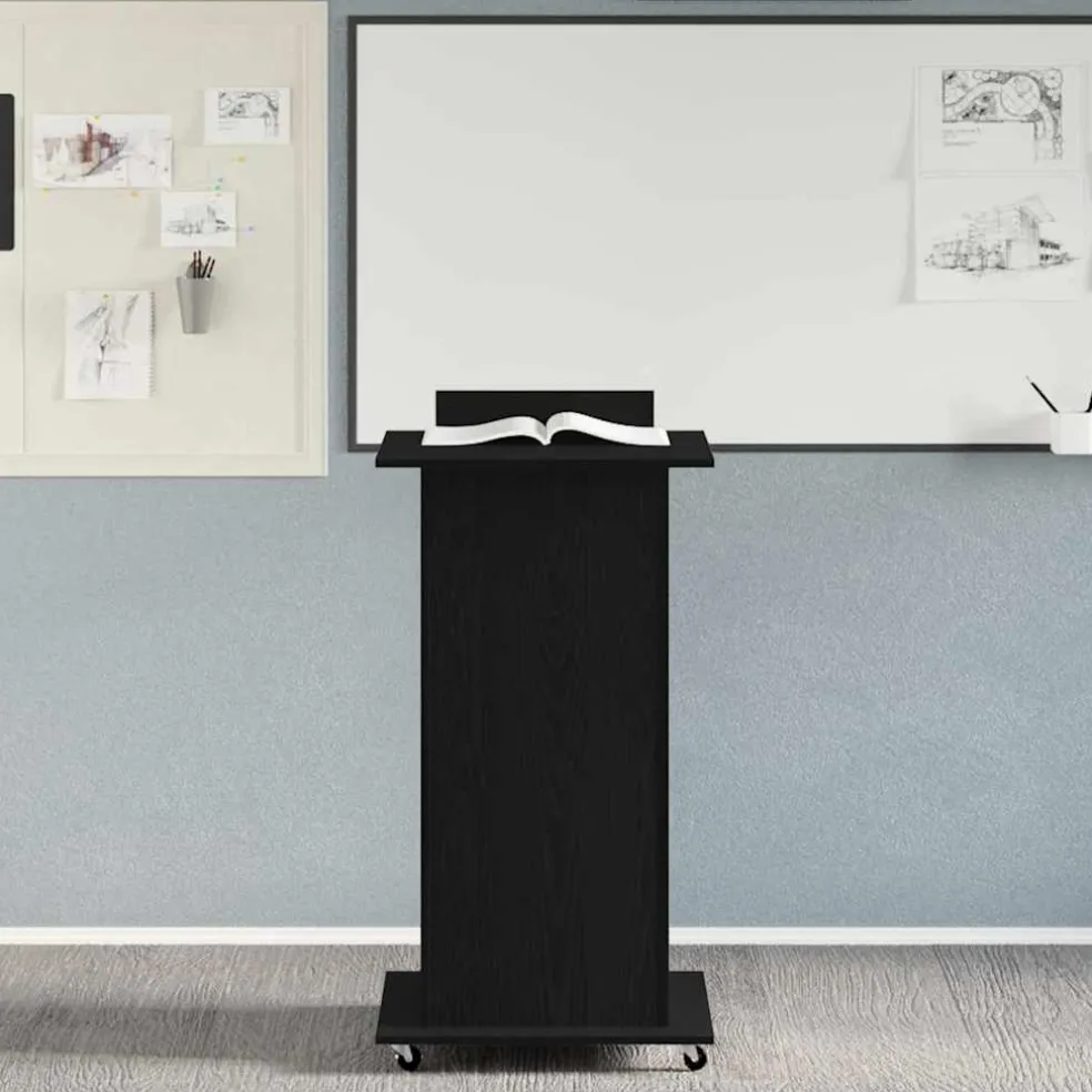 vidaXL Podium Zwart Eiken Bewerkt hout 55 x 55 x 107 cm
