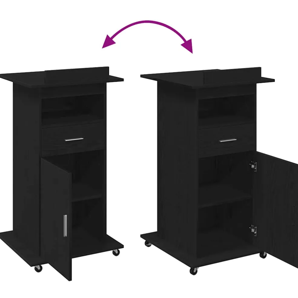 vidaXL Podium Zwart Eiken Bewerkt hout 55 x 55 x 107 cm