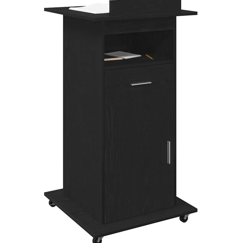 vidaXL Podium Zwart Eiken Bewerkt hout 55 x 55 x 107 cm