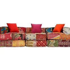 vidaXL Poef driezits modulair stof patchwork