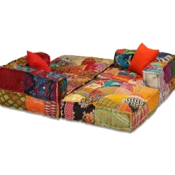 vidaXL Poef driezits modulair stof patchwork