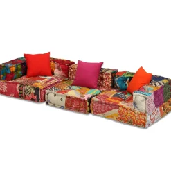 vidaXL Poef driezits modulair stof patchwork