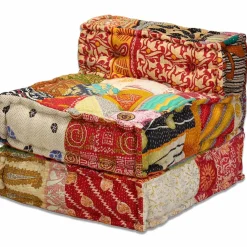 vidaXL Poef driezits modulair stof patchwork