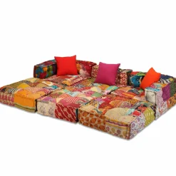 vidaXL Poef driezits modulair stof patchwork