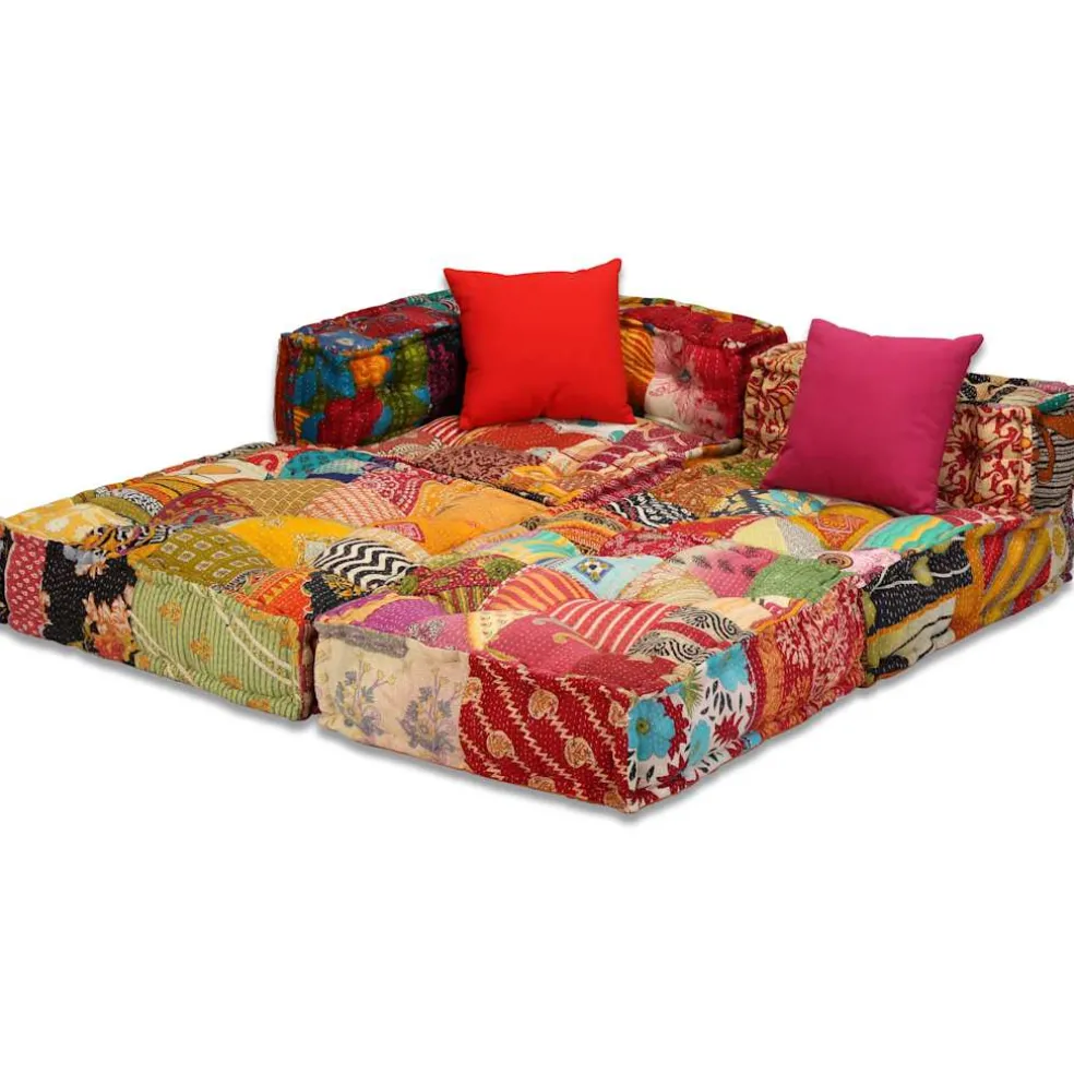 vidaXL Poef driezits modulair stof patchwork