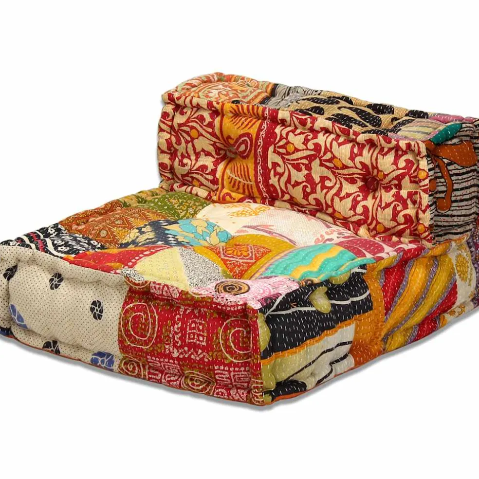 vidaXL Poef driezits modulair stof patchwork