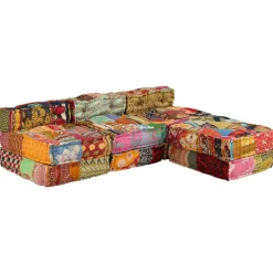vidaXL Poef driezits modulair stof patchwork