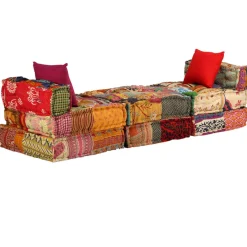 vidaXL Poef driezits modulair stof patchwork