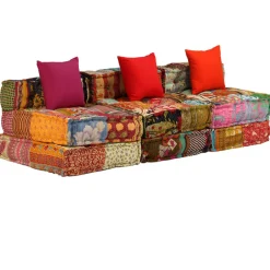 vidaXL Poef driezits modulair stof patchwork