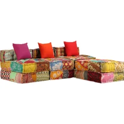 vidaXL Poef driezits modulair stof patchwork