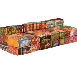 vidaXL Poef driezits modulair stof patchwork